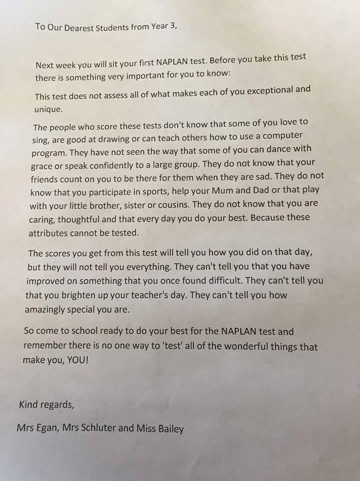 A Group Of Teachers Sent Out This Letter To Third Graders Before A