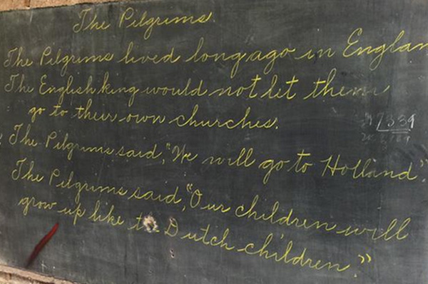 100 year old chalkboard lessons discovered in OK school