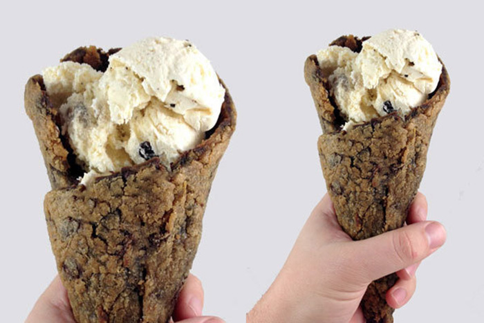 chocolate chip cookie cone