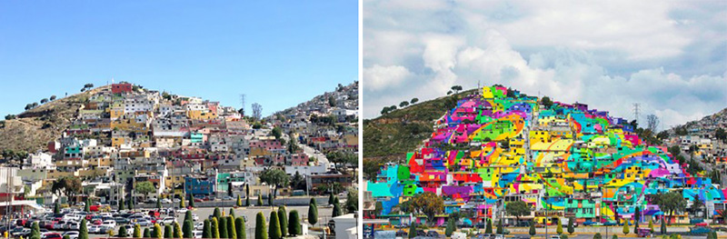 mexican village painted bright colors