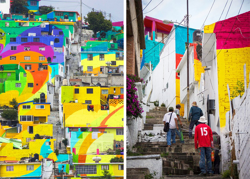 mexican village painted bright colors