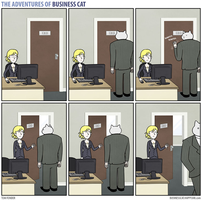 if a cat was your boss funny cartoon