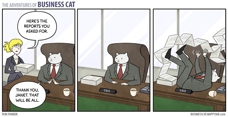 if a cat was your boss funny cartoon