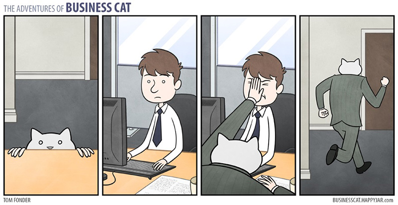 if a cat was your boss funny cartoon