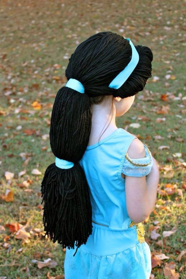 woman makes disney princess hair for girls with cancer