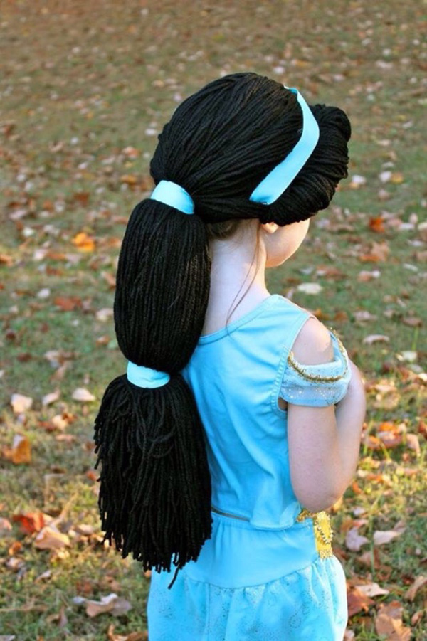 woman makes disney princess hair for girls with cancer