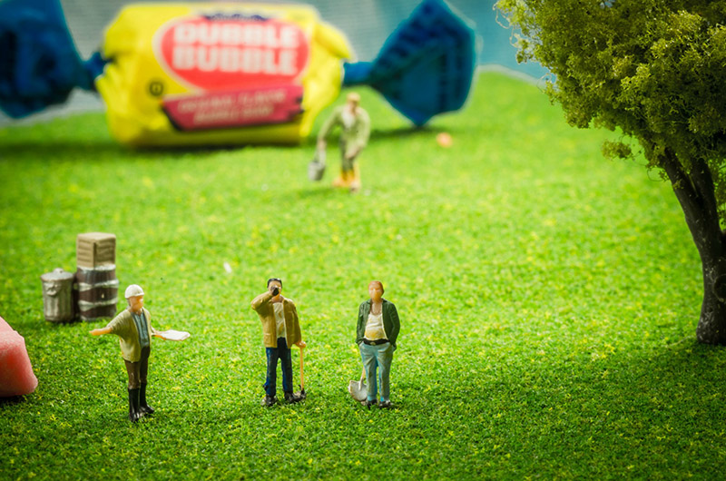 tiny people harvesting candy