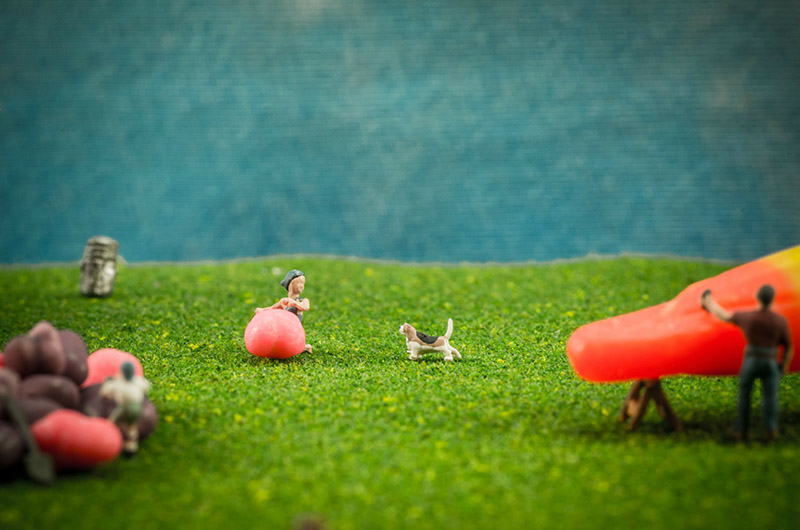 tiny people harvesting candy