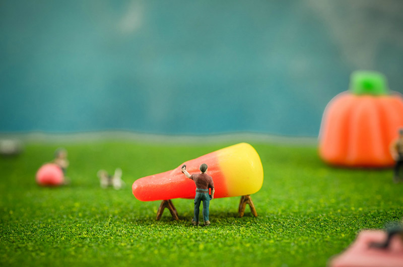 tiny people harvesting candy