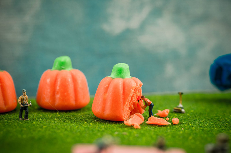 tiny people harvesting candy