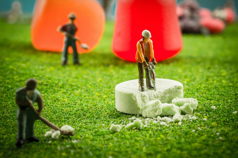 tiny people harvesting candy