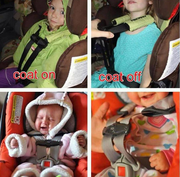 winter coat in a car seat