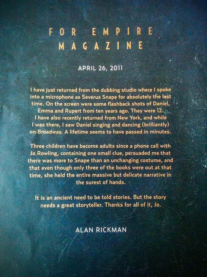 Alan Rickman Wrote This Letter To Empire Magazine After He Spoke As Severus  Snape For The Last Time