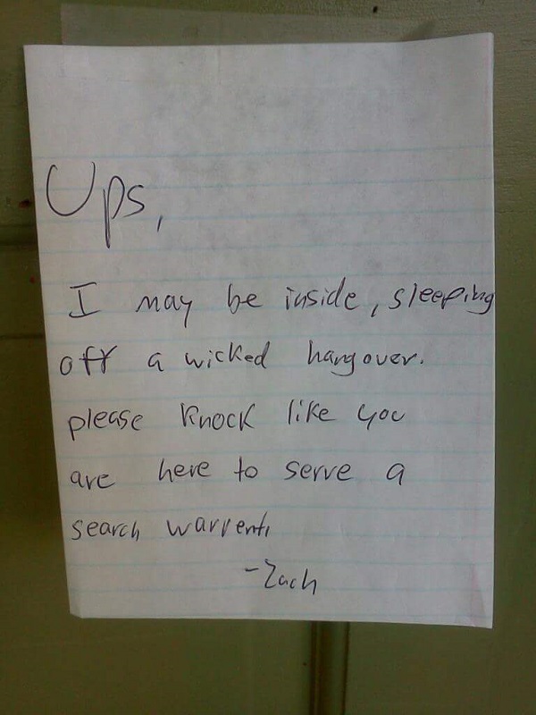 funny delivery guy notes