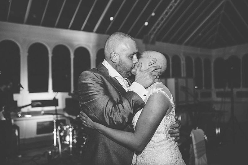 bride shaves head for groom cancer
