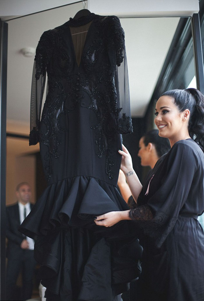 stunning black wedding dress