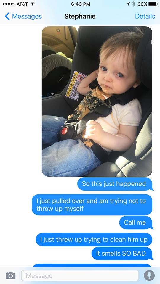 dad funny texts to wife son puking