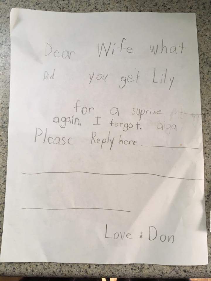 dear wife what did you get lily note
