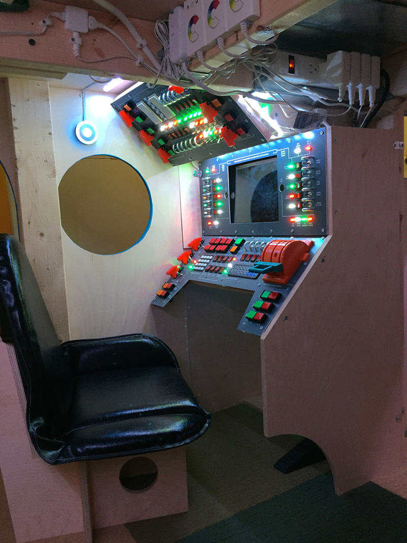 dad builds son spaceship bed control panel