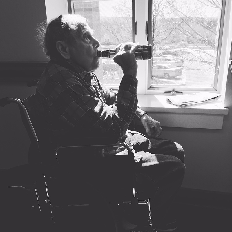 grandpa enjoying last beer ever nursing home