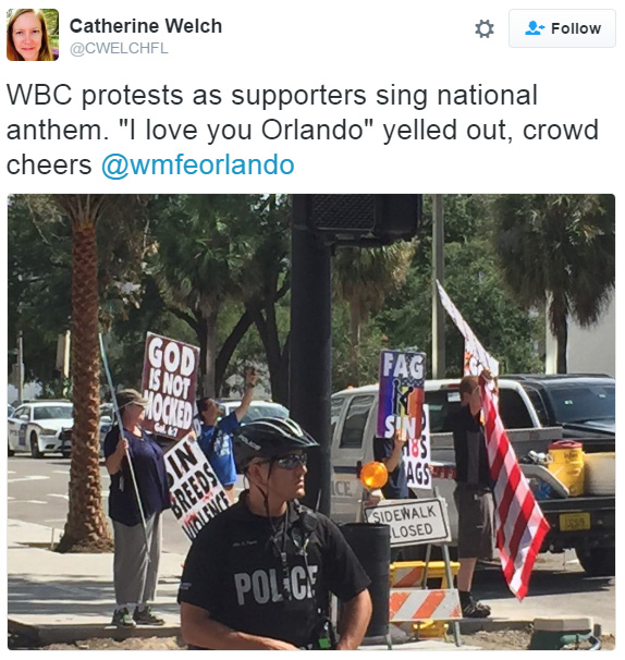 angels drown out protestors orlando