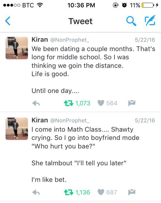 Read The Hilarious Story About A 12-Year-Old Who Thinks He Got A Girl Pregnant But Never Even Kissed Her Read The Hilarious Story About A 12-Year-Old Who Thinks He Got A Girl Pregnant But Never Even Kissed Her