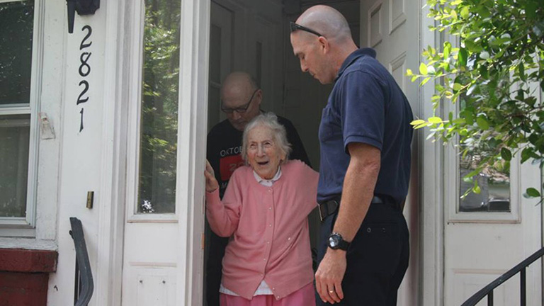 firefighters line up for widow