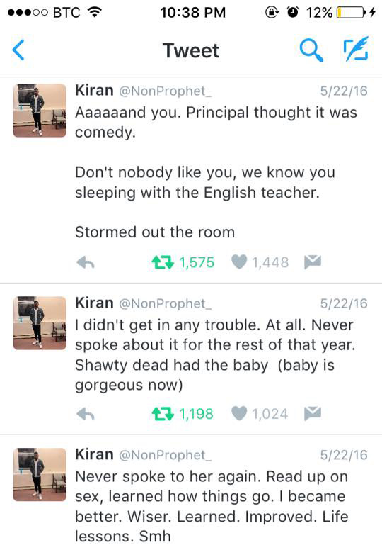 funny twitter story boy got girl pregnant never kissed