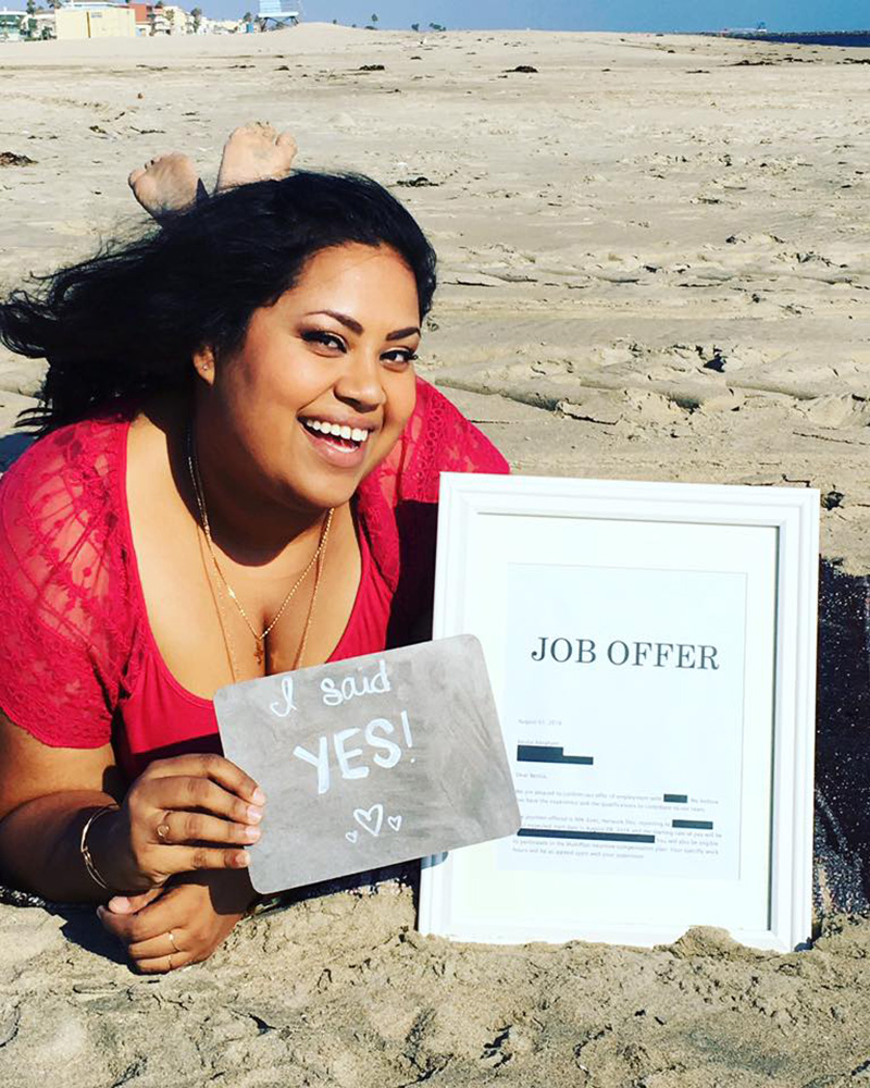 woman gets job engagement shoot said yes