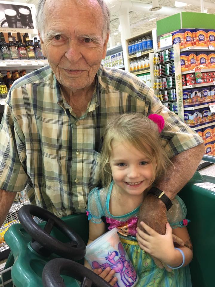 little girl helps old man good news