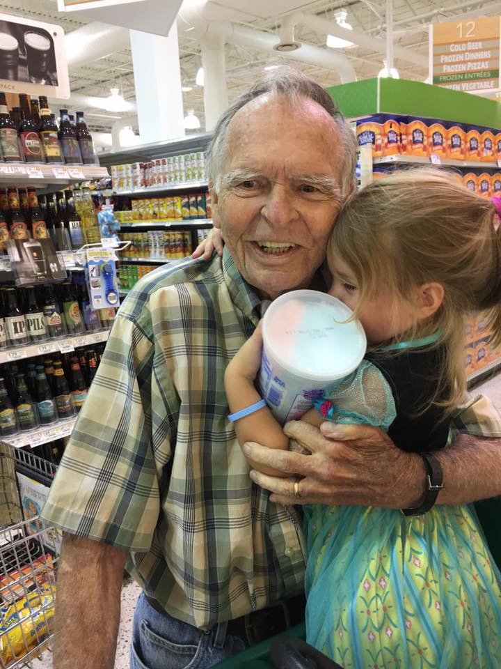 little girl helps old man good news