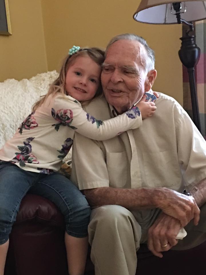 little girl helps old man good news