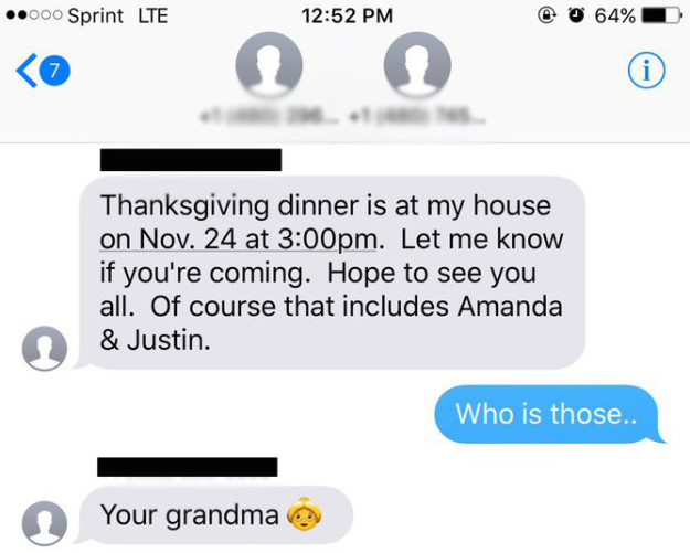 thanksgiving grandma and stranger text