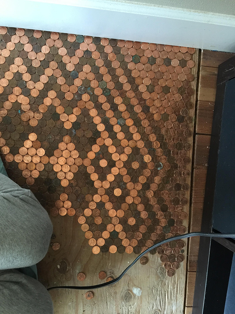 She Carefully Glued 13 000 Dark And Shiny Pennies To Create This