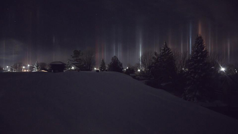 light pillars Canada 2017