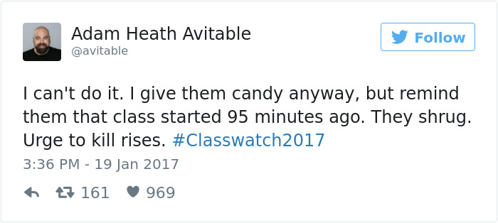 professor tweets no students show to class