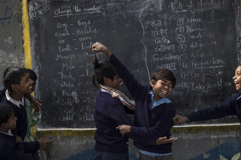 free school under the bridge slum kids India