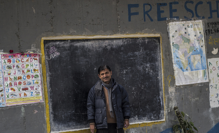 free school under the bridge slum kids India