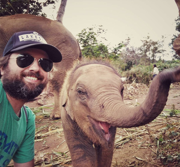 baby elephant selfie