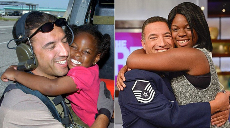 Katrina girl hug takes rescuer to dance