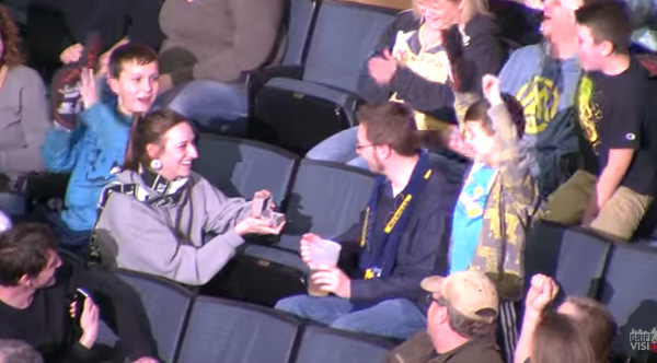 This Couple Made It On The Kiss Cam, Then SHE Drops To One Knee!