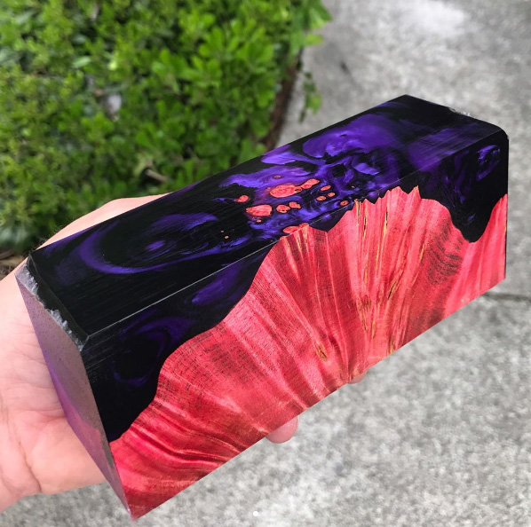 wood blended with dyed epoxy resin