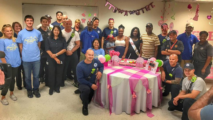 firefighters throw baby shower for woman good news