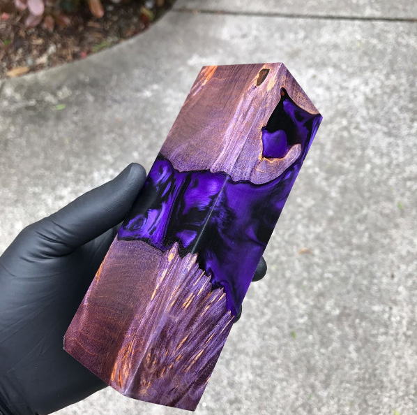 wood blended with dyed epoxy resin