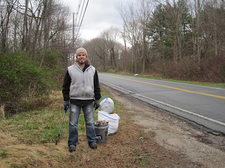 man picking up trash story