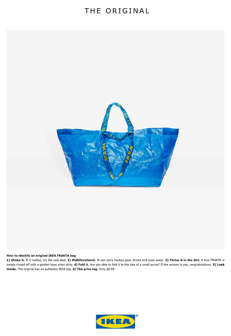 IKEA funny response to blue bag lookalike