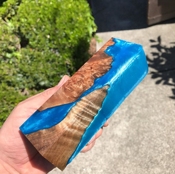 wood blended with dyed epoxy resin