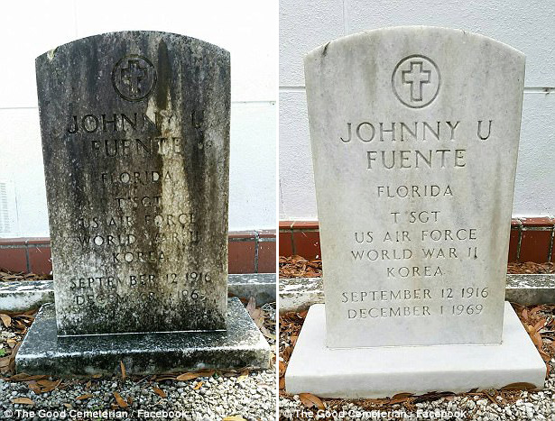 man spends days off cleaning veteran tombstones