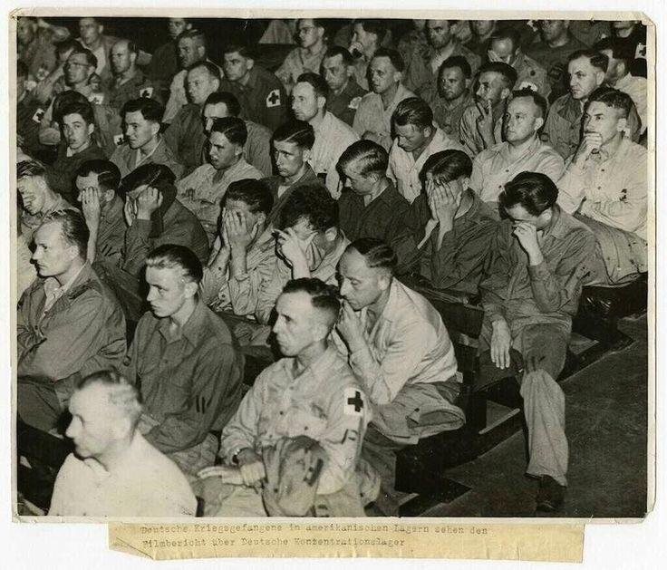 German soldiers react to footage of concentration camps