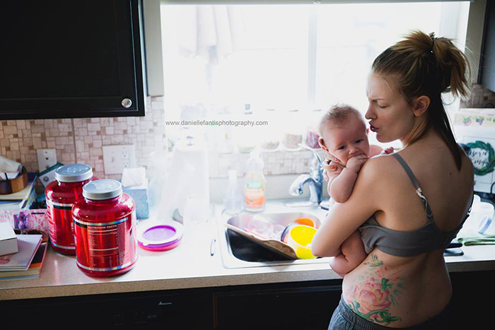 mom postpartum depression photo shoot